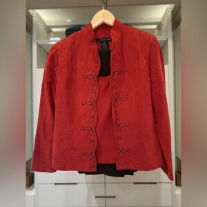 Madison Leigh Red Mandarin Collar Blazer